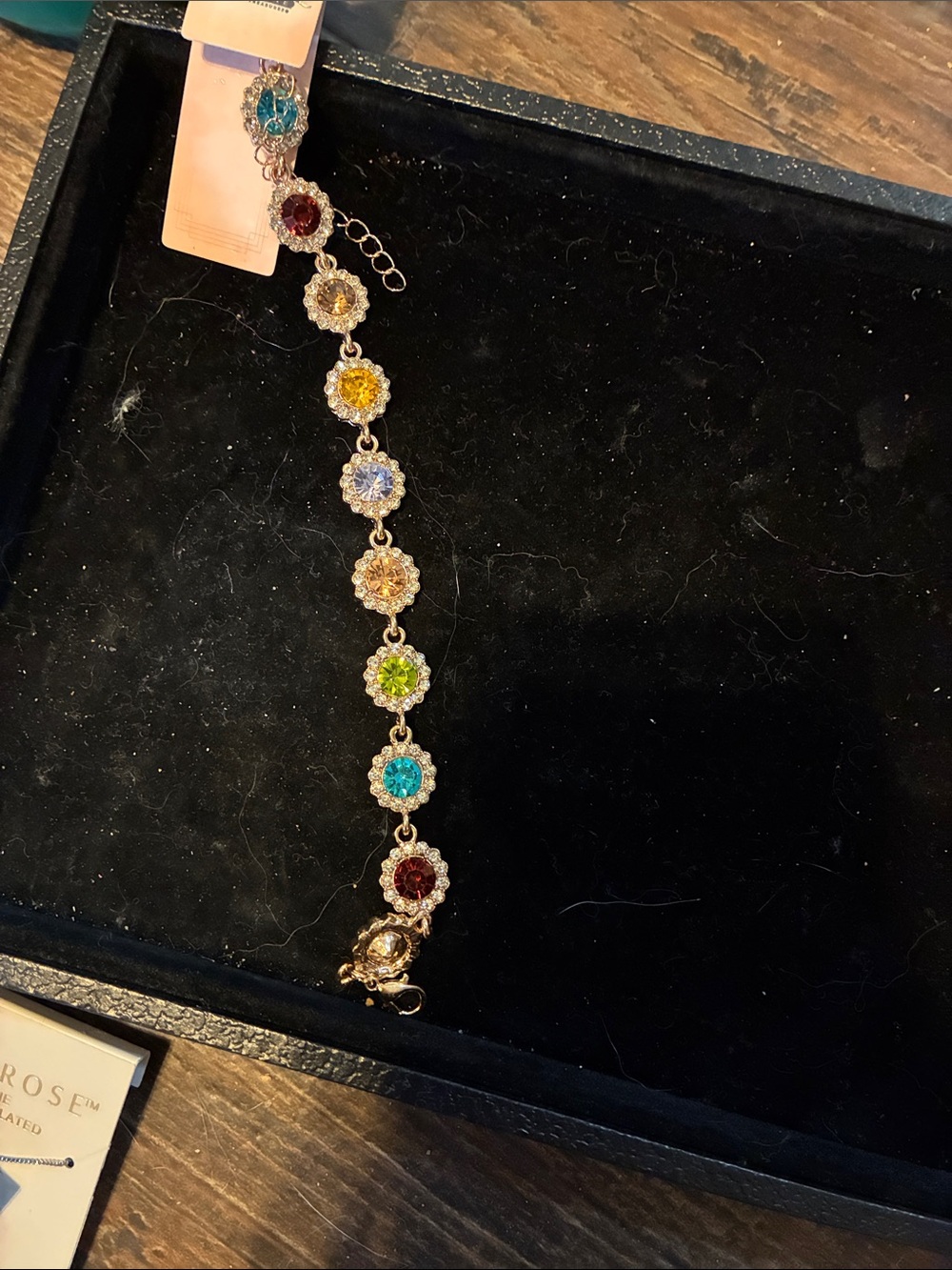 Multicolor Crystal Floral Link Bracelet - Gold-Tone Women’s Jewelry